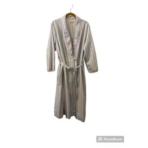 3 for $25-Robe Floral White Blue Pink Lace Trim Belted Pocket Large USA